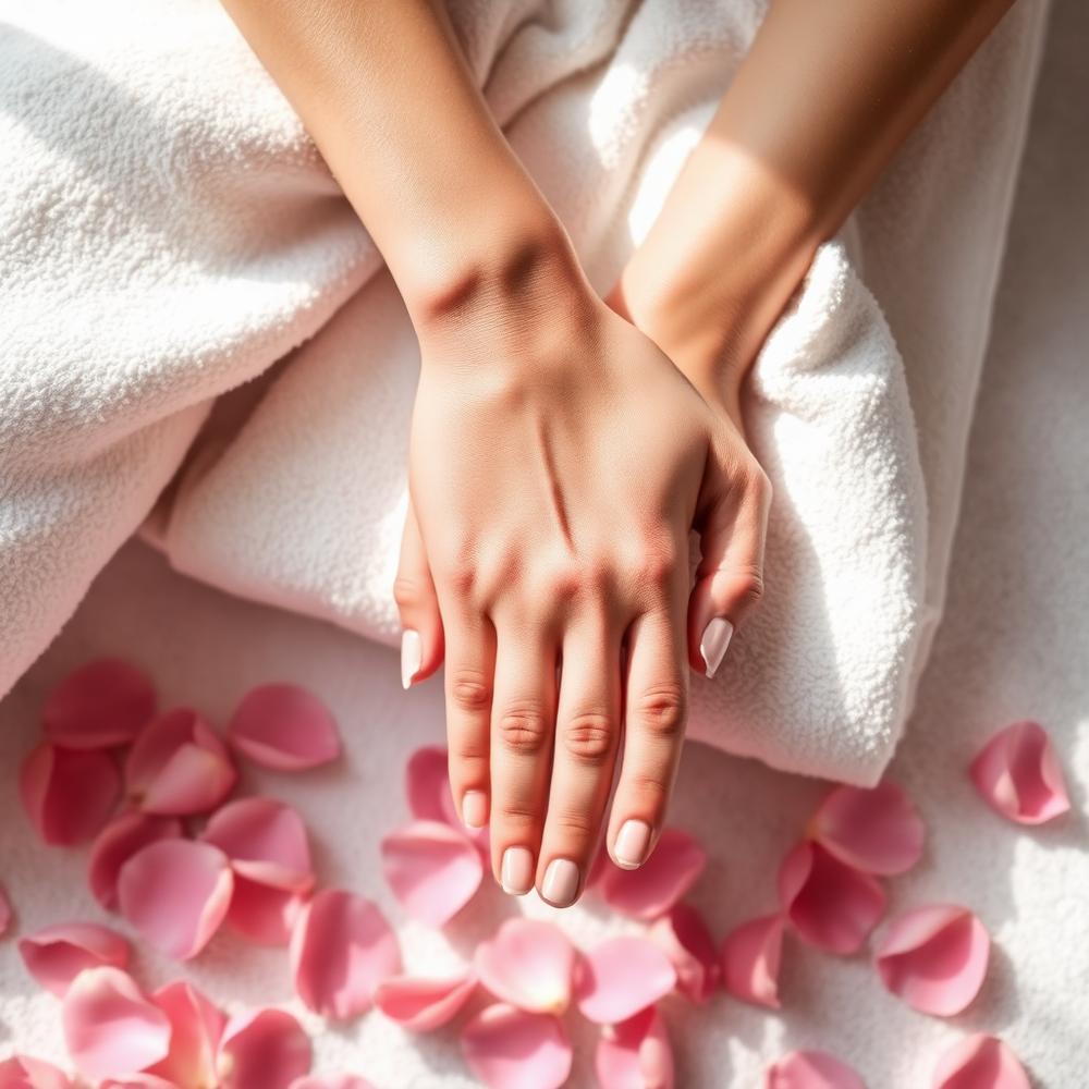 Spa de manos con pétalos